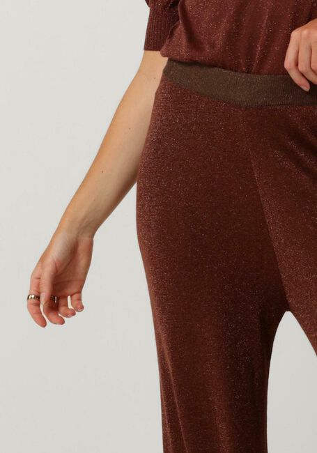 Bruine MINUS Wijde broek ALLIE HIGH WAISTED WIDE LEG METALLIC KNIT PANT - large