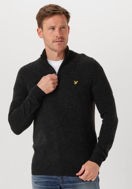 Donkergrijze LYLE & SCOTT Trui LAMBSWOOL BLEND QUARTER ZIP JUMPER - large
