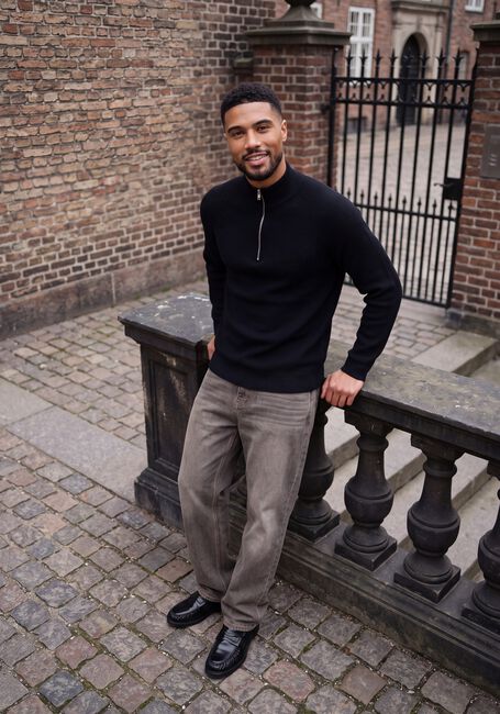 Zwarte JC RAGS Trui PULLOVER HALF ZIP EMILE - large