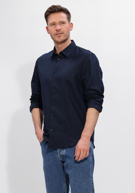 Donkerblauwe SELECTED MEN Casual overhemd SLHREGCLAY LINENBLEND LS SHIRT CLA NOOS - large