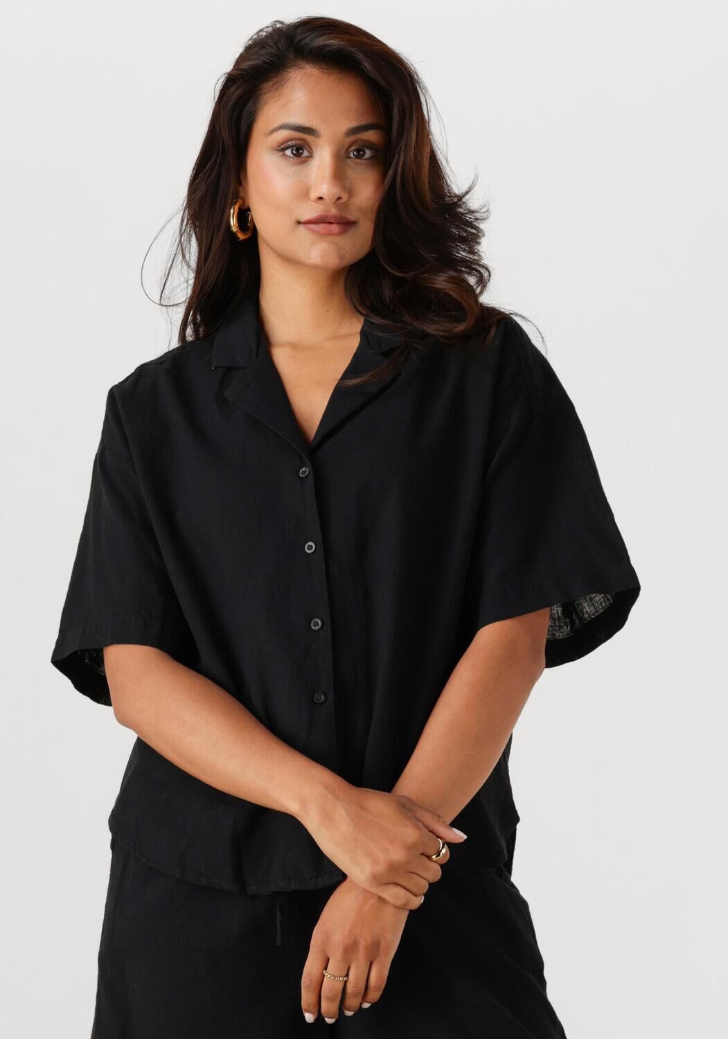 SELECTED FEMME Dames Blouses Slfluisa 2 4 Revers Shirt B Zwart