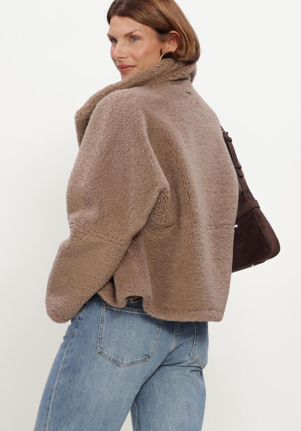 Taupe BEAUMONT Teddy jas SHAYE JACKET - large