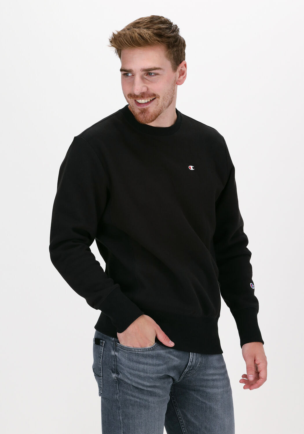 zwarte champion sweater reverse weave sweatshirt