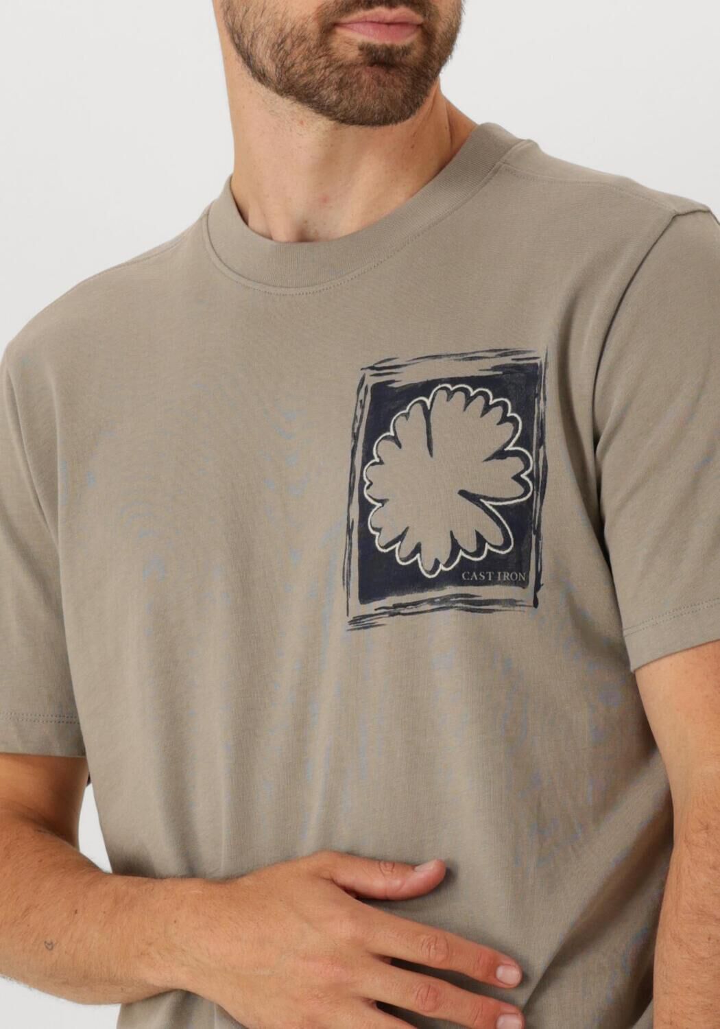 CAST IRON Heren Polo's & T-shirts Regular Fit Single Jersey Ca Beige