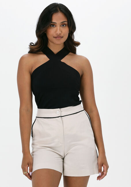 Zwarte SUMMUM Top CROSS STRAP TOP DULL VISCOSE POLYAMIDE KNIT - large