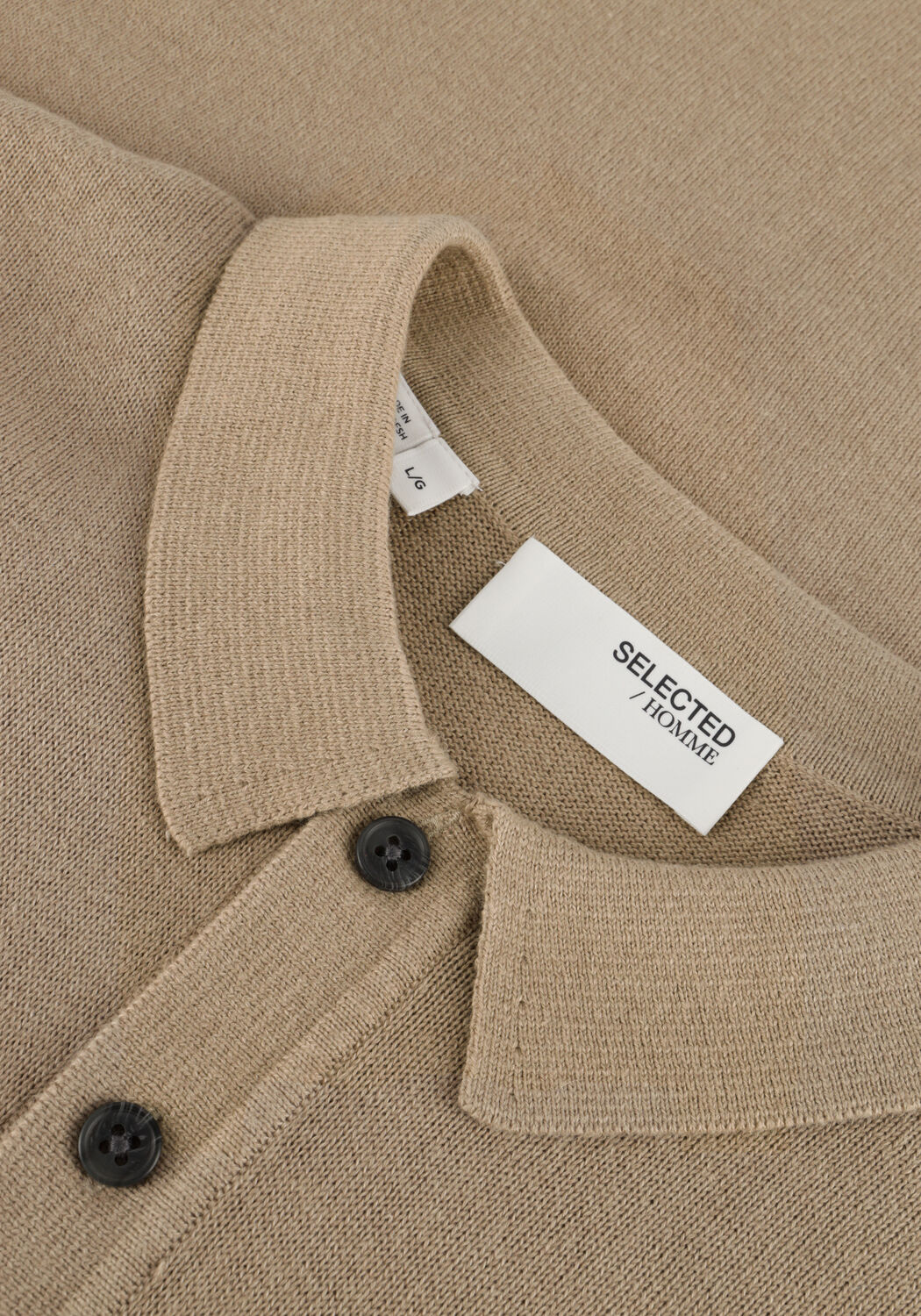 Zand SELECTED MEN Trui SLHREG-DAN KNIT LS POLO O - large