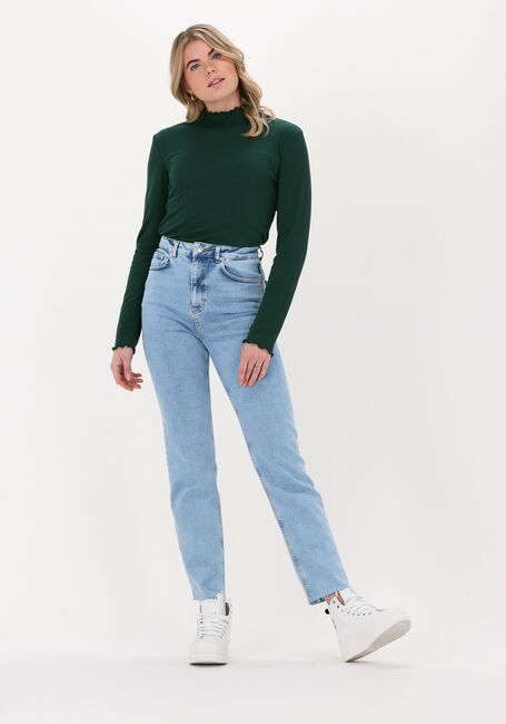 Lichtblauwe RIANNE MEIJER x NA-KD Straight leg jeans HIGH WAIST RAW EDGE DENIM - large