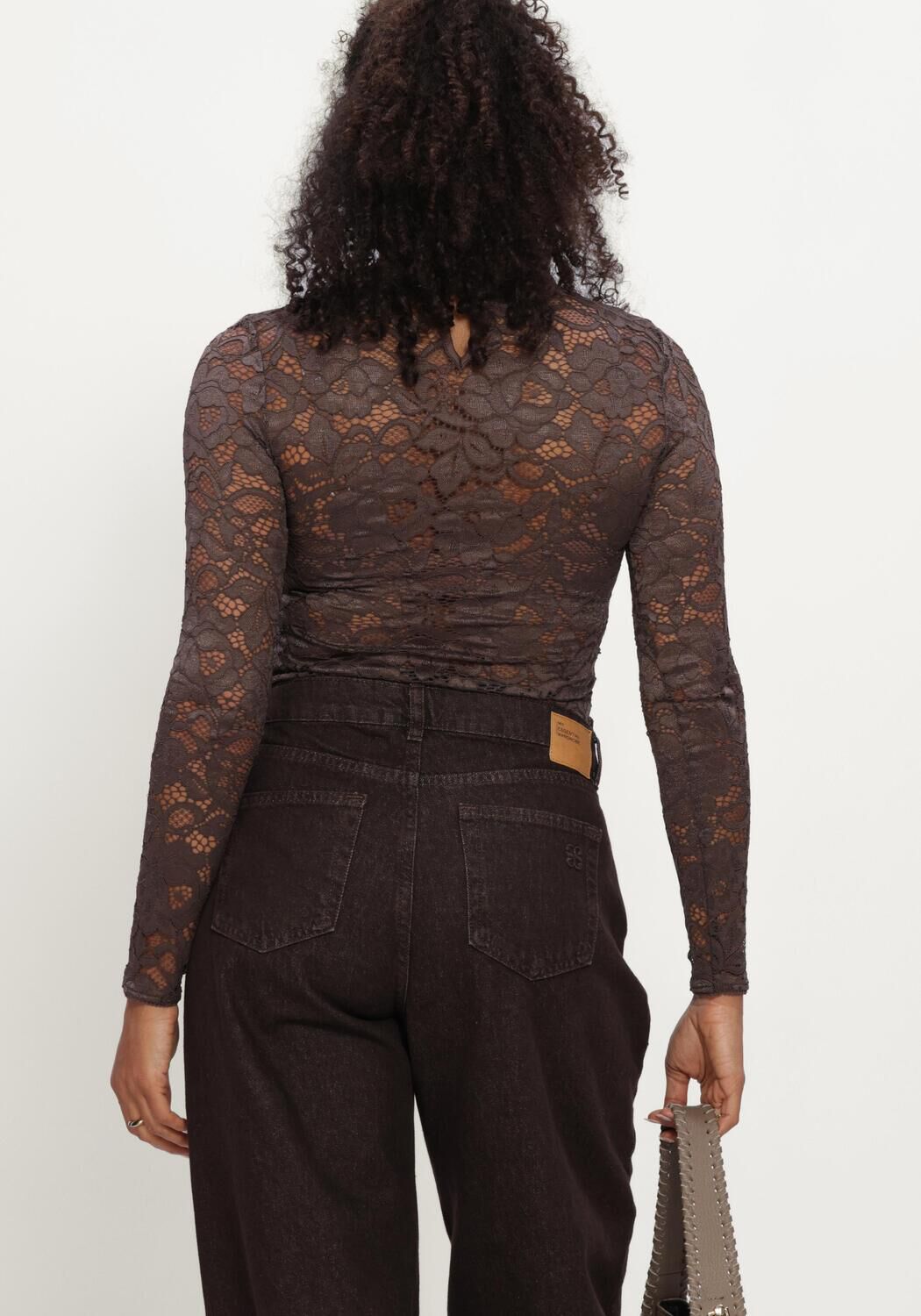 Bruine Y.A.S. Top YASLACEY LS LACE TOP - large