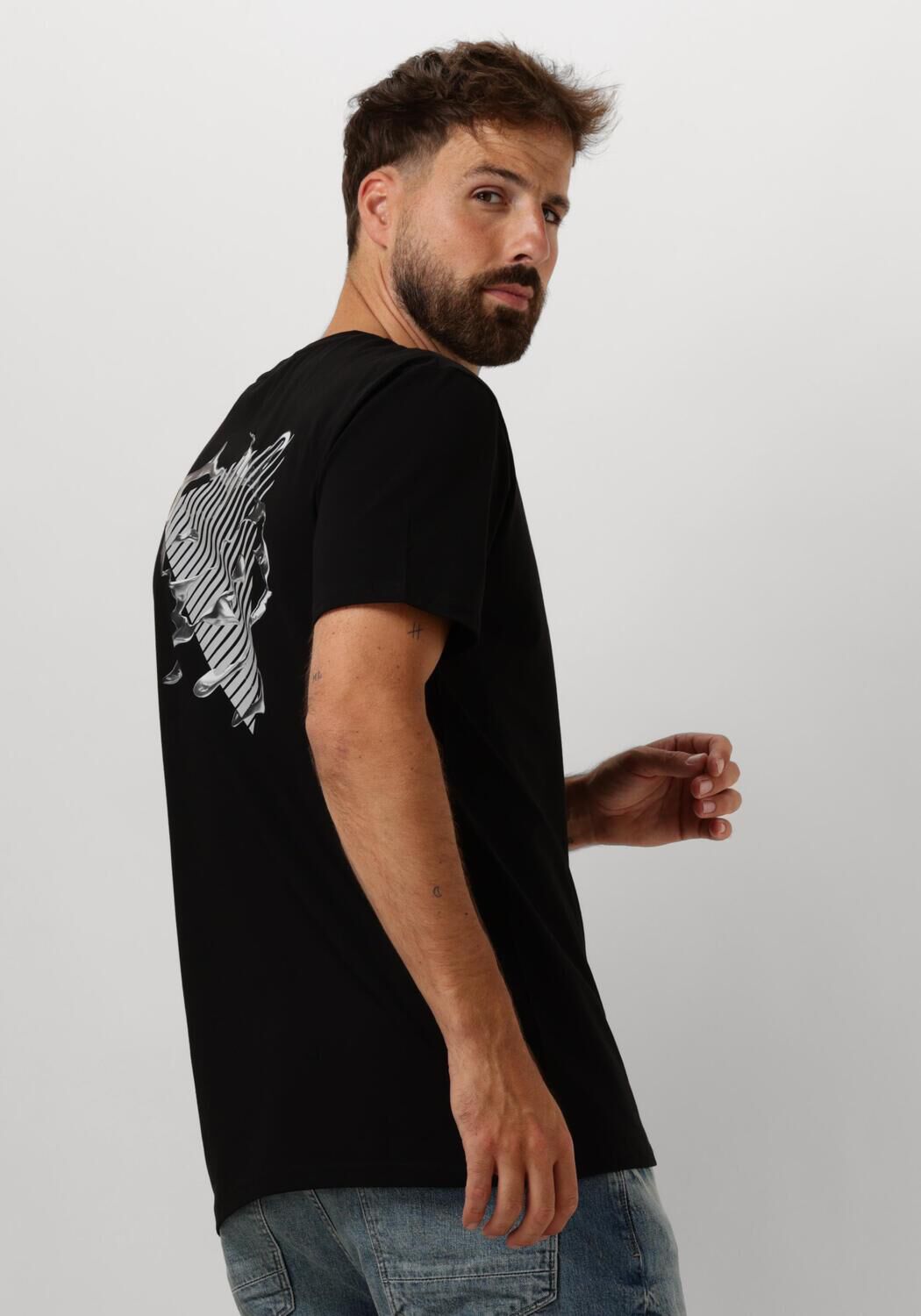 PURE PATH Heren Polo's & T-shirts Regular Fit T-shirts Crewneck Ss101 Zwart