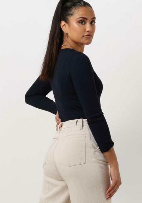 Donkerblauwe TOMMY HILFIGER Top SLIM 5X2 RIB O-NK LS - large