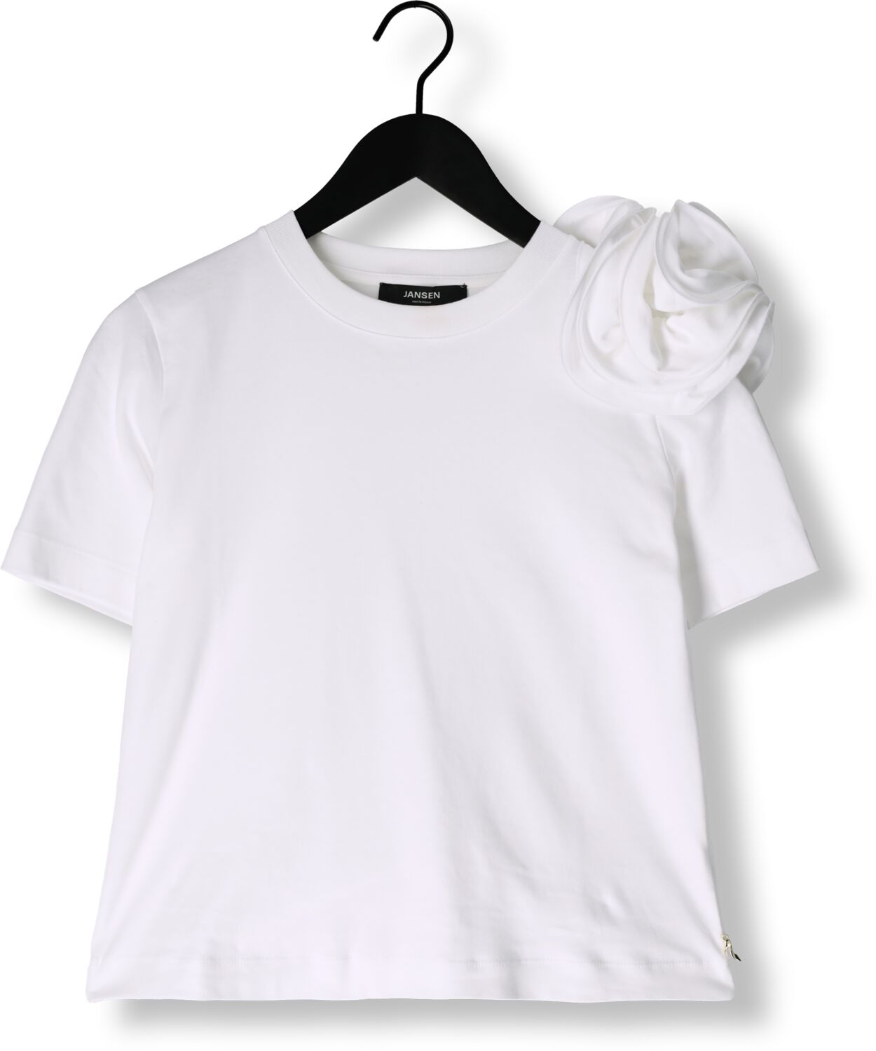 JANSEN AMSTERDAM Dames Tops & T-shirts Roxy T-shirt Co 105 Short Slv Flower Detail Wit