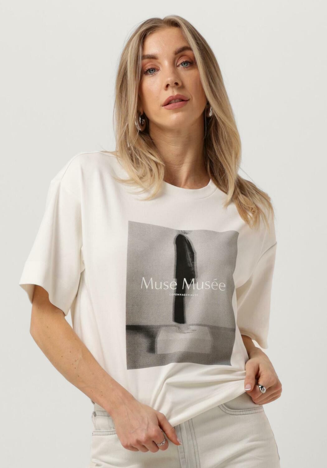 Copenhagen Muse Cool Jet Stream T-Shirt met losse pasvorm White Dames