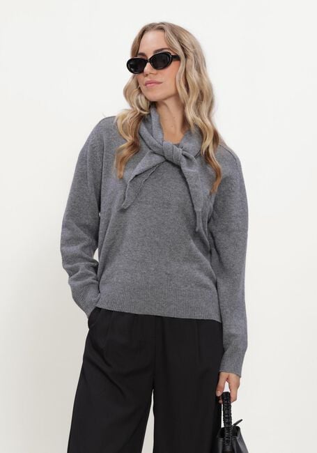 Grijze ROUGE EDIT Trui ROUKATE L/S V-NECK KNIT/1 - large