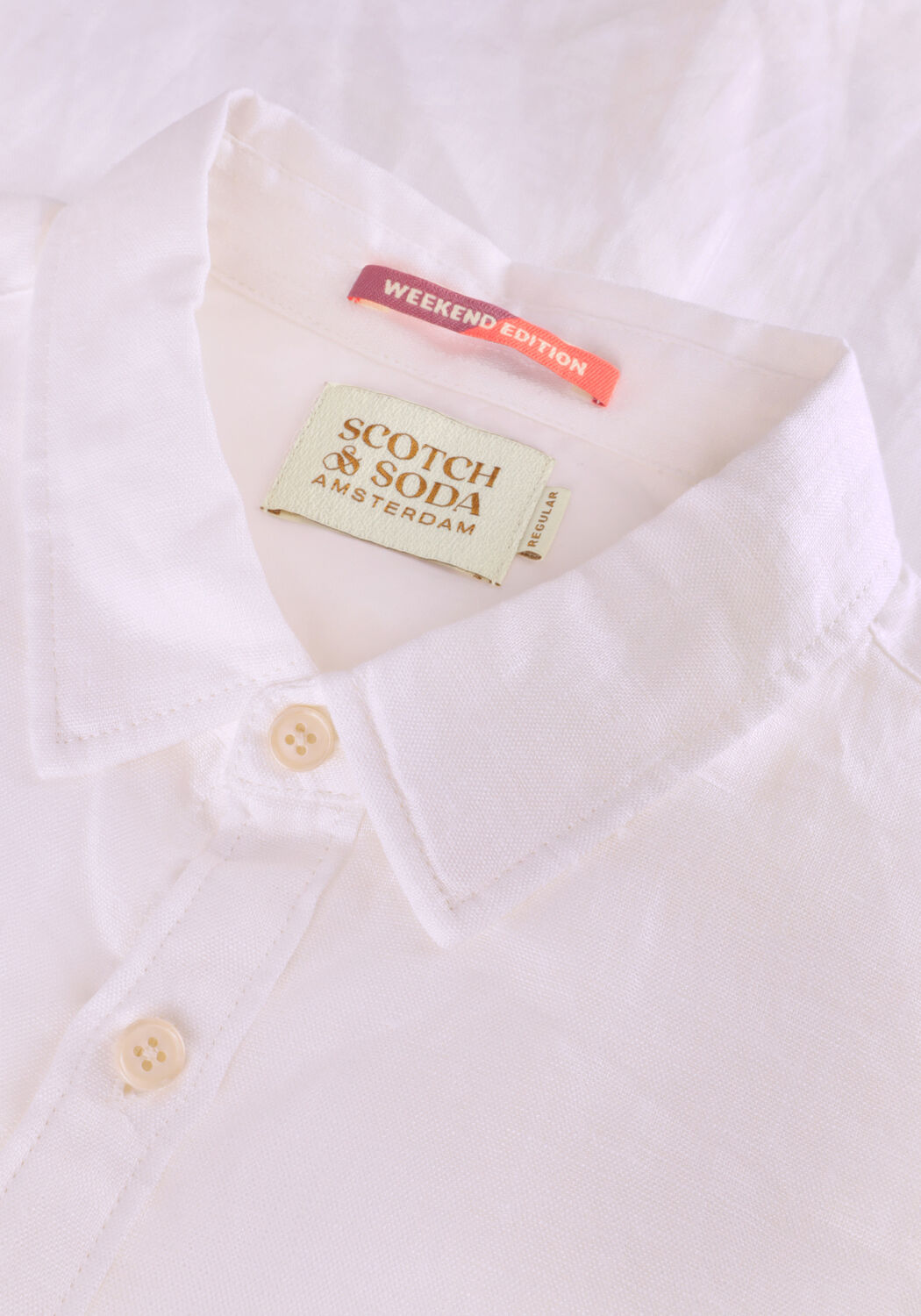 Witte SCOTCH & SODA Casual overhemd LINEN SHIRT WITH ROLL-UP - large