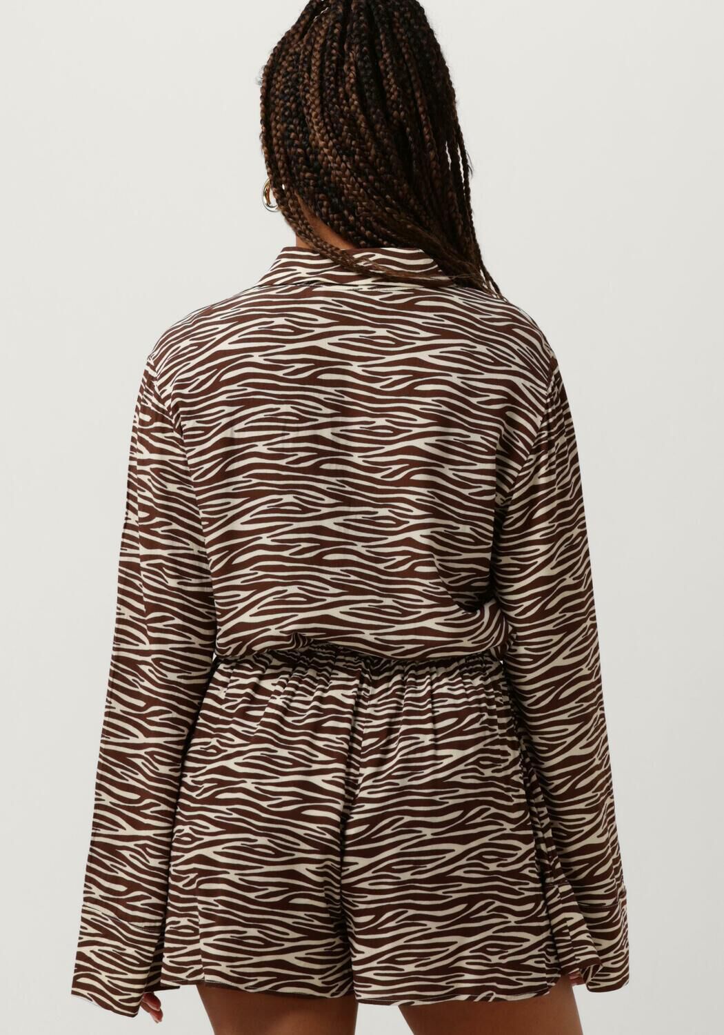 COLOURFUL REBEL Dames Blouses Tia Zebra Kimono Sleeve Blouse Bruin