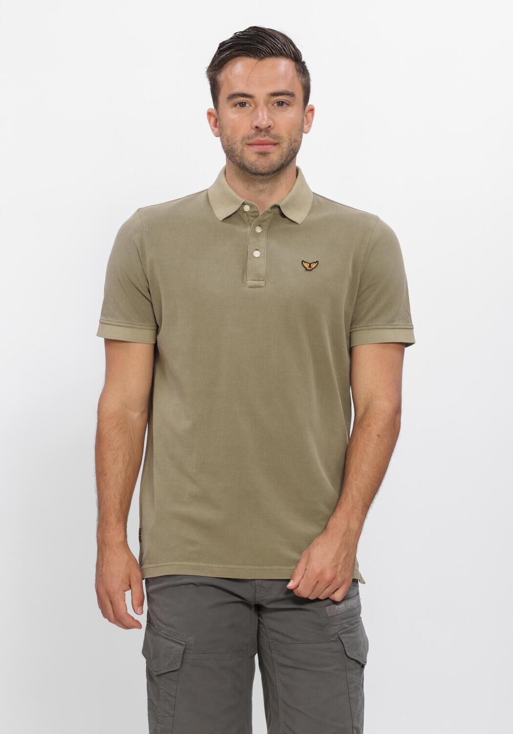 Khaki PME LEGEND Polo SHORT SLEEVE POLO PIQUE GARMENT DYED TAILWING - large