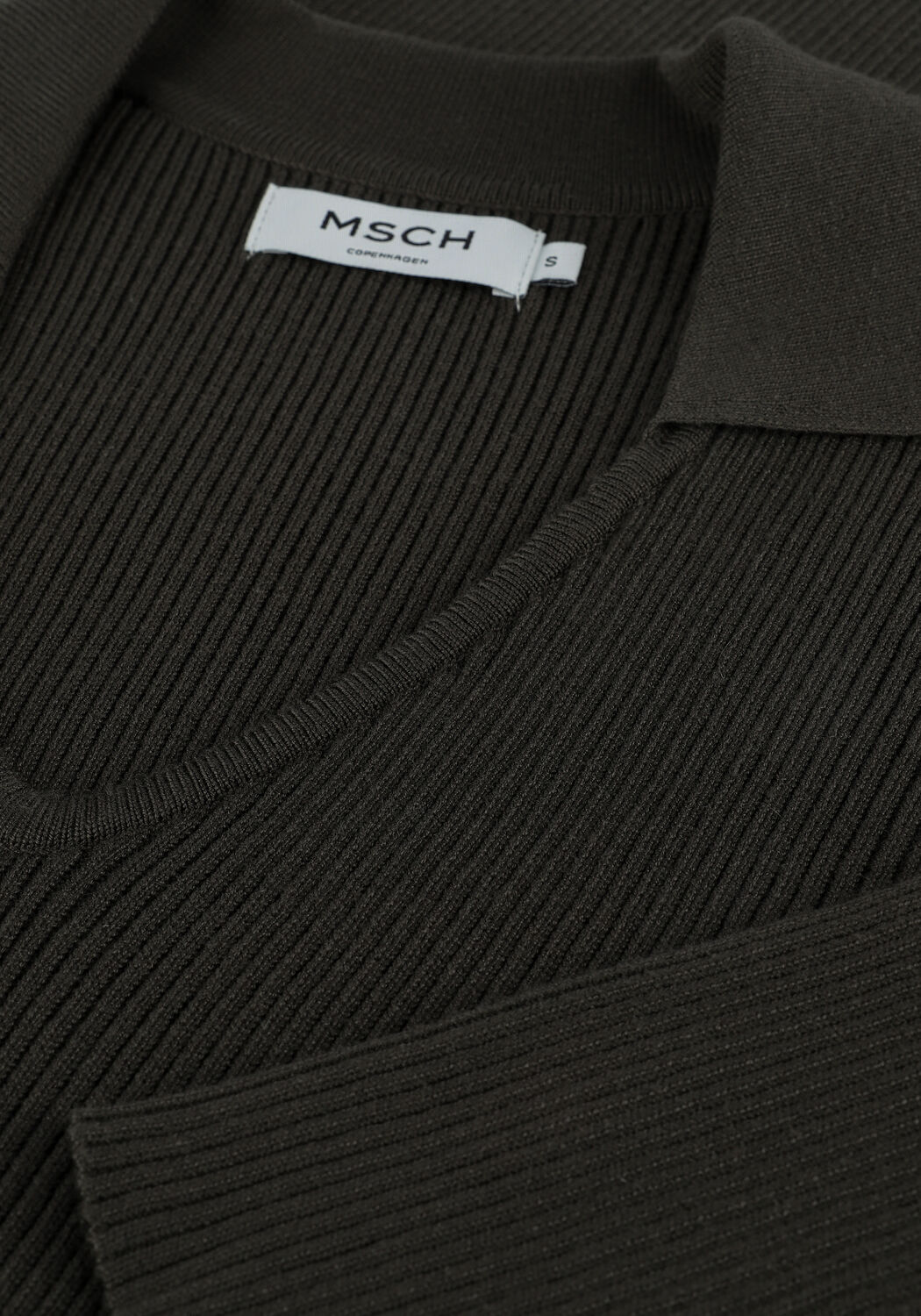 Donkergroene MSCH COPENHAGEN Midi jurk AGGIE HARIKE V NECK DRESS - large