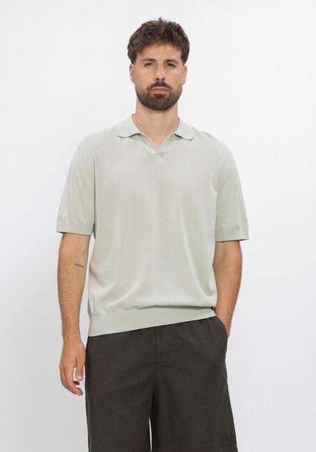 Groene SELECTED MEN Polo SLHTORINO SS KNIT RELAXED OPEN  POLO - large