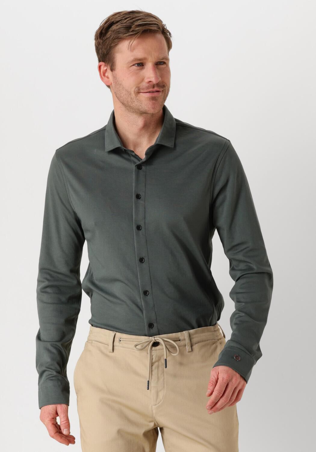 CAST IRON Heren Overhemden Long Sleeve Shirt Cf Tec Tone Interlock Jersey Groen
