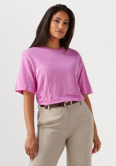 Roze SELECTED FEMME T-shirt SLFVILJA LINEN SS TEE - large