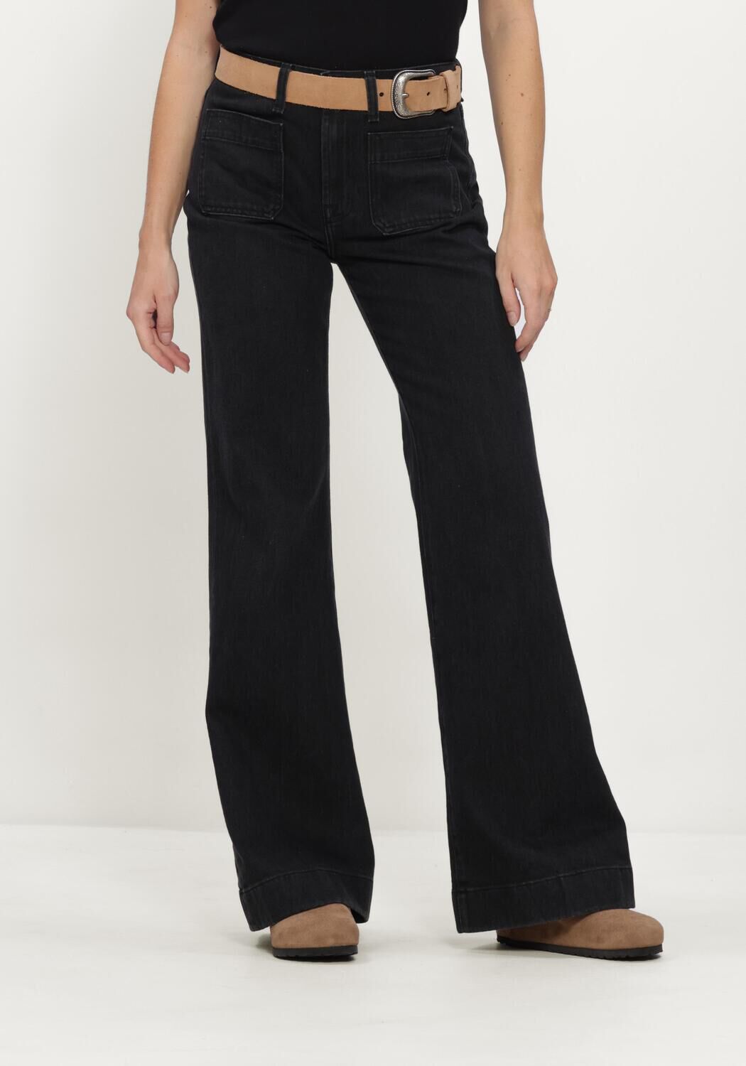 7 FOR ALL MANKIND Dames Jeans Modern Dojo Heavy Rain With Patch Pockets Zwart