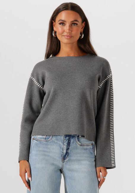 Grijze Y.A.S. Trui YASSTITCHA LS KNIT PULLOVER - large