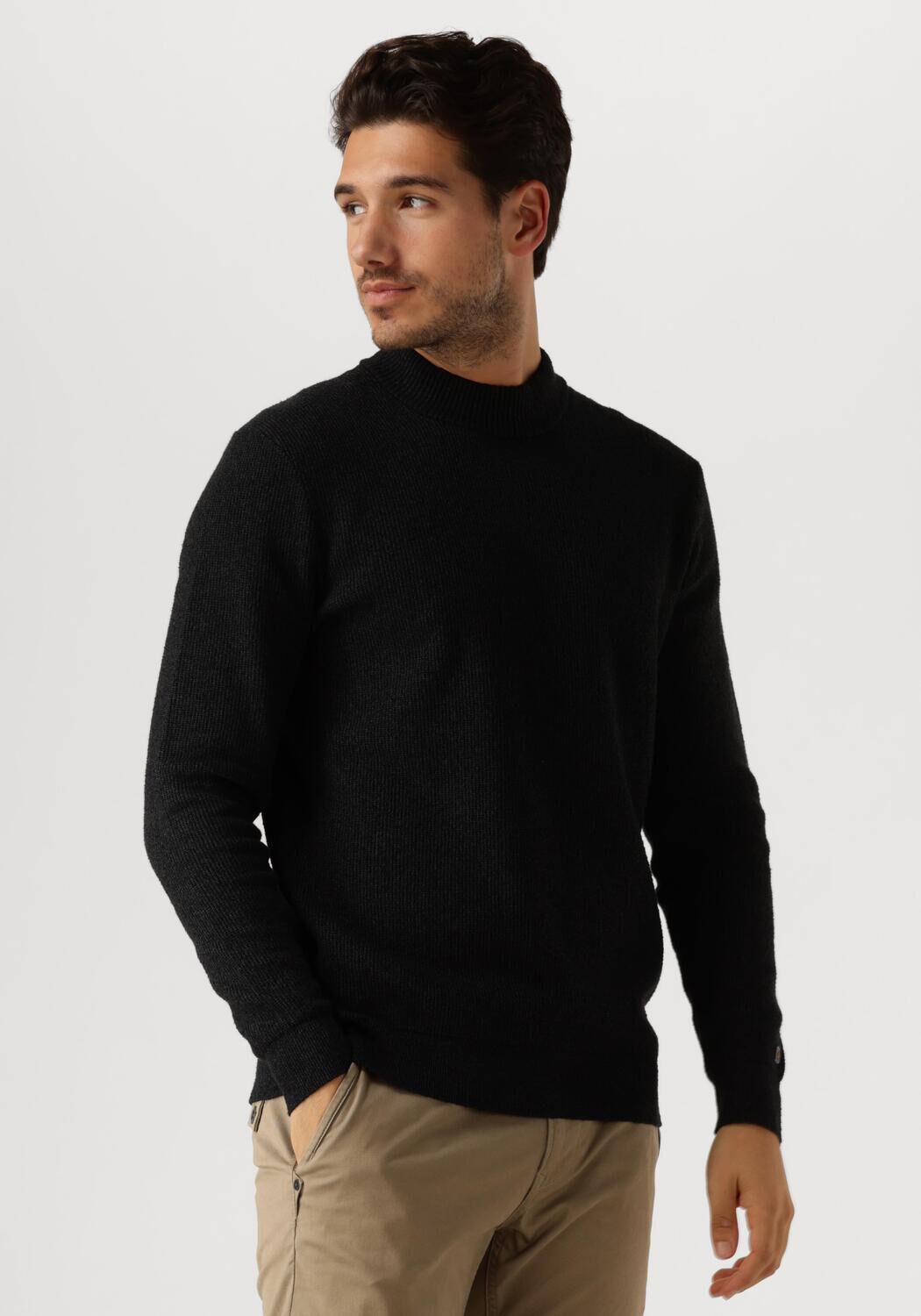 CAST IRON Heren Truien & Vesten Mock Neck Fine Boucle Zwart