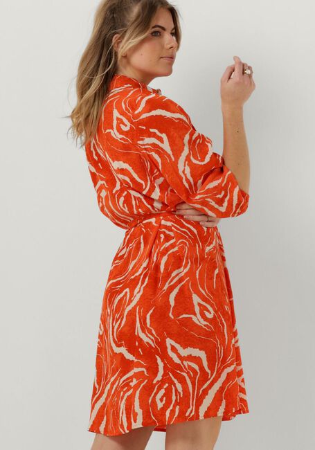 Oranje SELECTED FEMME Mini jurk SLFSIRINE 3/4 SHORT SHIRT DRESS - large