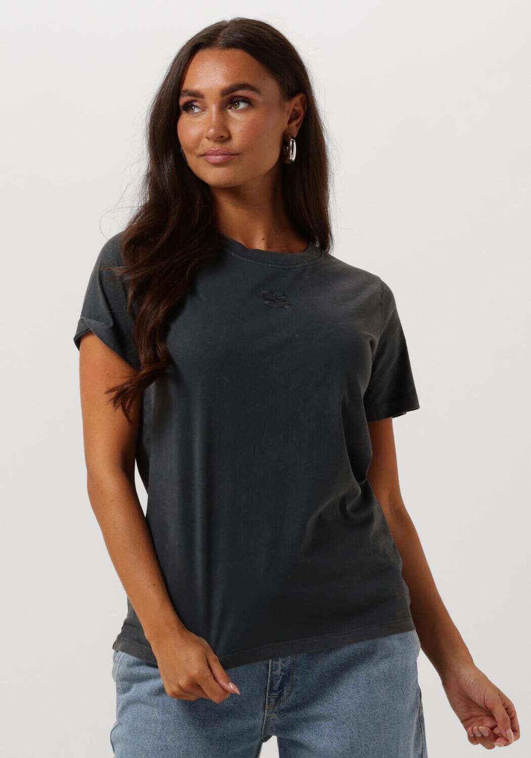 MY ESSENTIAL WARDROBE Dames Tops & T-shirts Seattlemw Logo Emb. Tee Donkergrijs