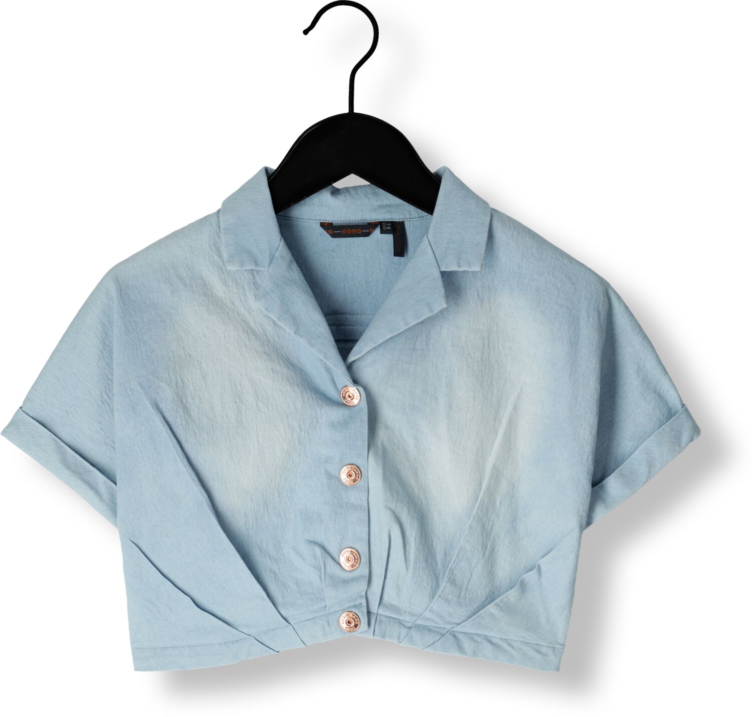 NONO Meisjes Blouses Tara Cropped Denim Blouse Blauw