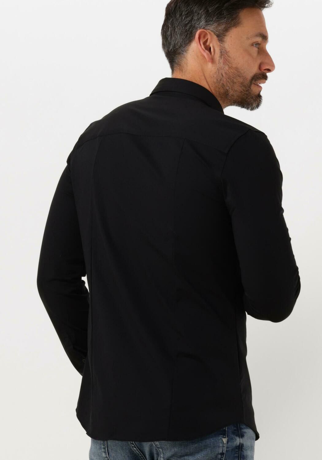 PURE PATH Heren Overhemden Jersey Basis Shirt Zwart