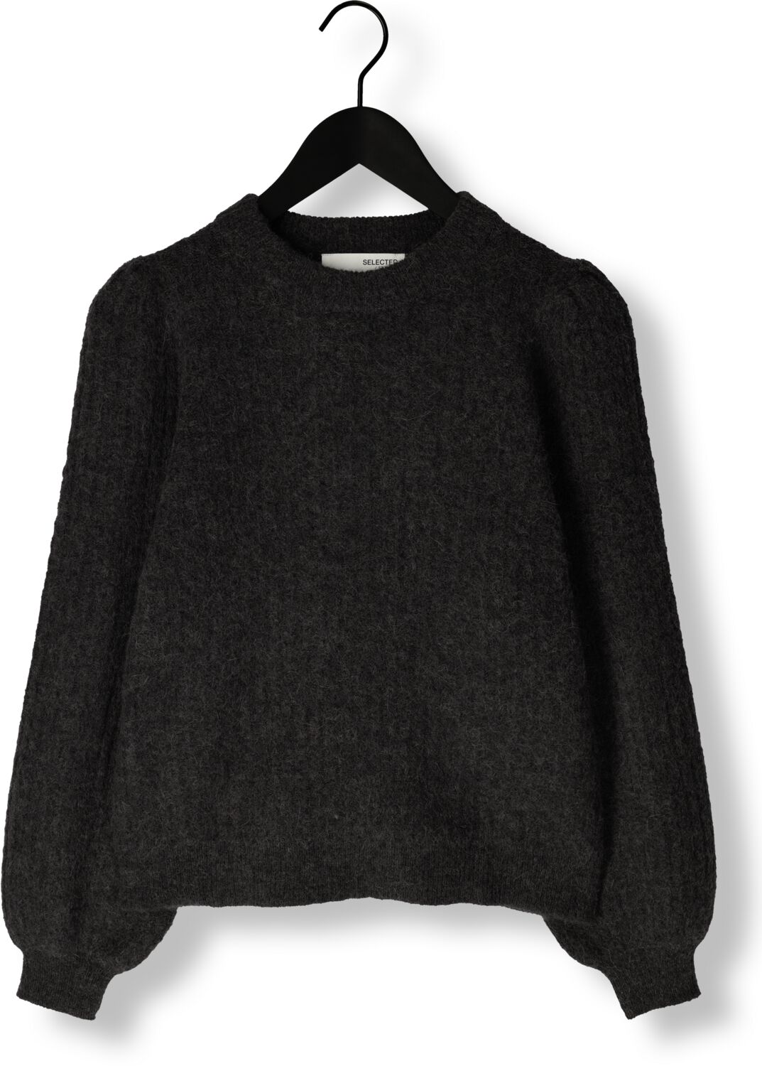SELECTED FEMME Dames Truien & Vesten Slflulu Ls Structure Knit O-neck Grijs