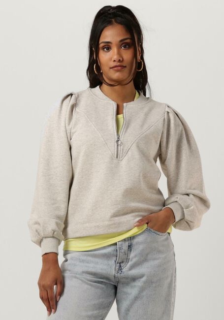 Grijze SCOTCH & SODA Sweater ZIPPED NECK PUFFED SLEEVED SWEATER - large