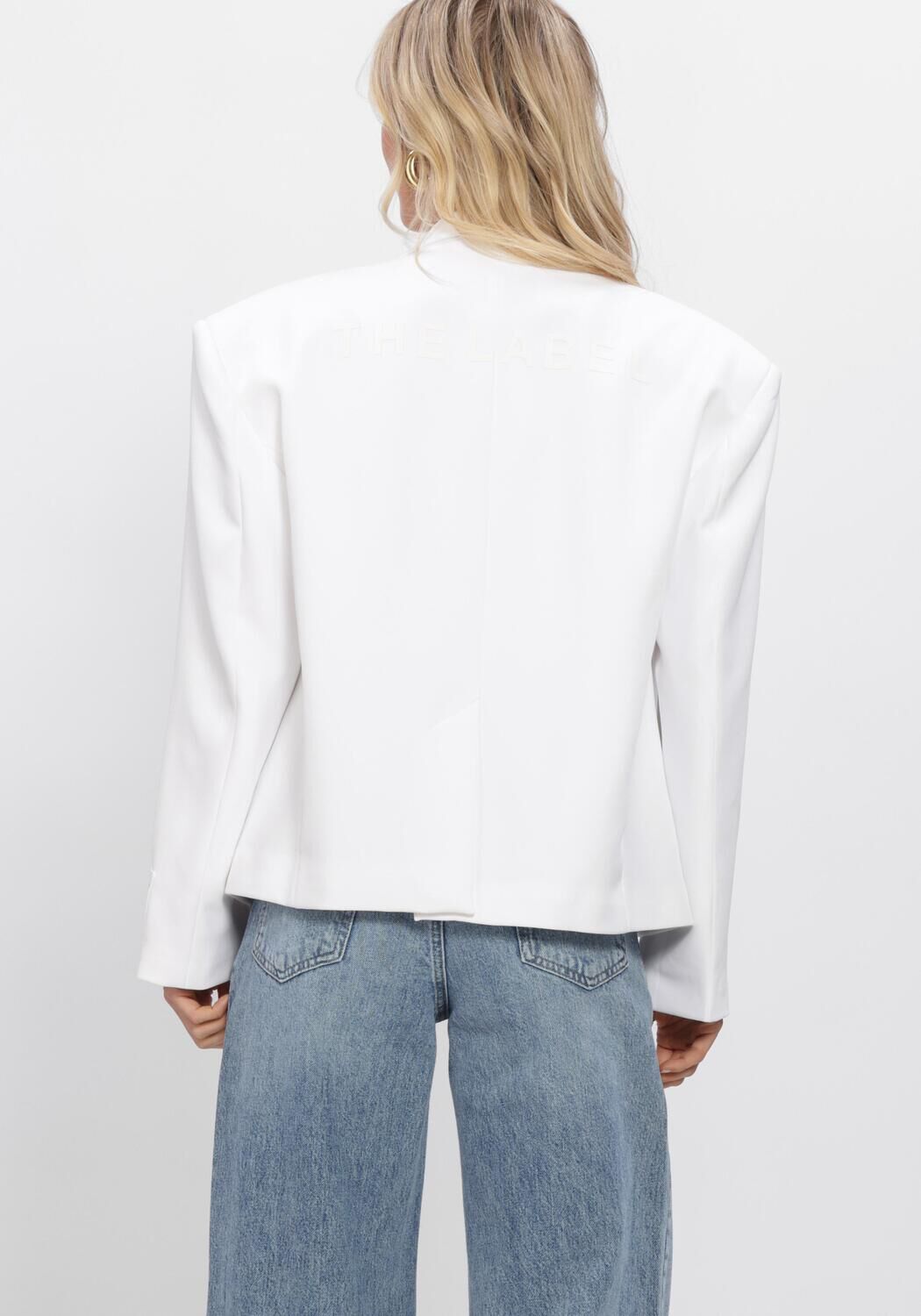 Witte ALIX THE LABEL Blazer LADIES WOVEN OVERSIZED TWILL BLAZER - large