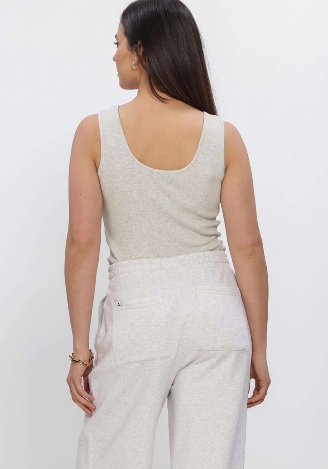 Lichtgrijze ALIX THE LABEL Top LADIES KNITTED RIB TANKTOP - large