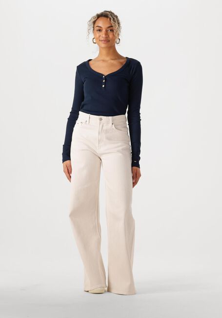Donkerblauwe TOMMY HILFIGER Top SLIM HENLEY GB SCOOP-NK LS - large