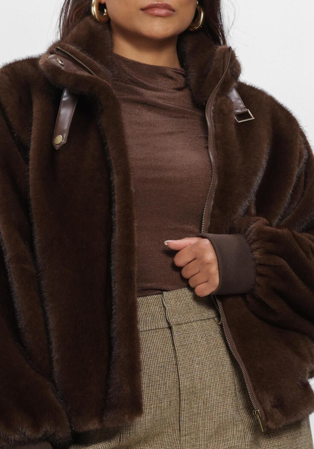 Bruine AMAYA AMSTERDAM Faux fur jas TALA JACKET - large