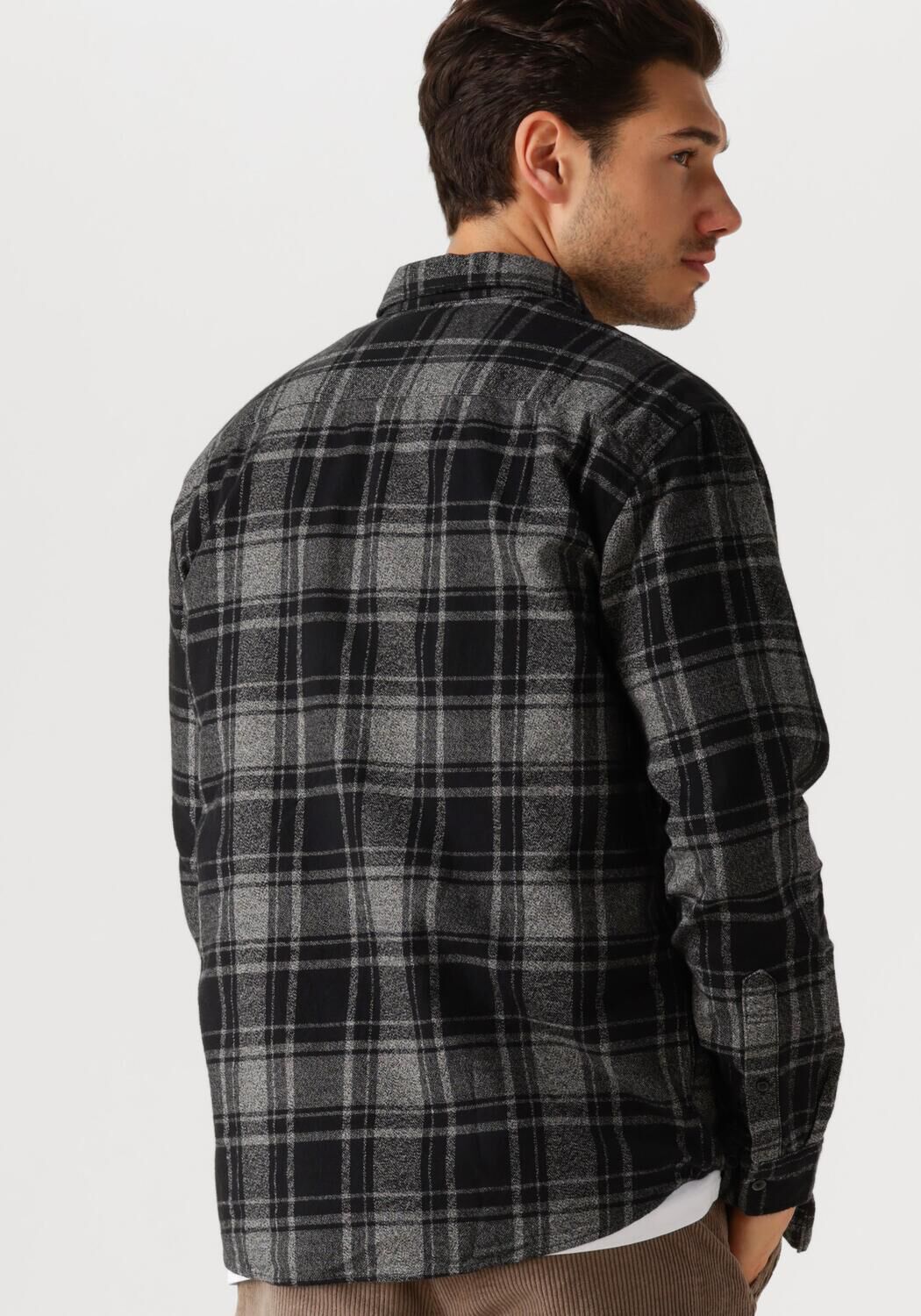 SELECTED HOMME Heren Overhemden Slhreg-owen Flannel Mix Shirt Zwart