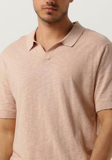 Oranje SELECTED HOMME Polo SLHBERG LINEN SS KNIT OPEN POLO - large