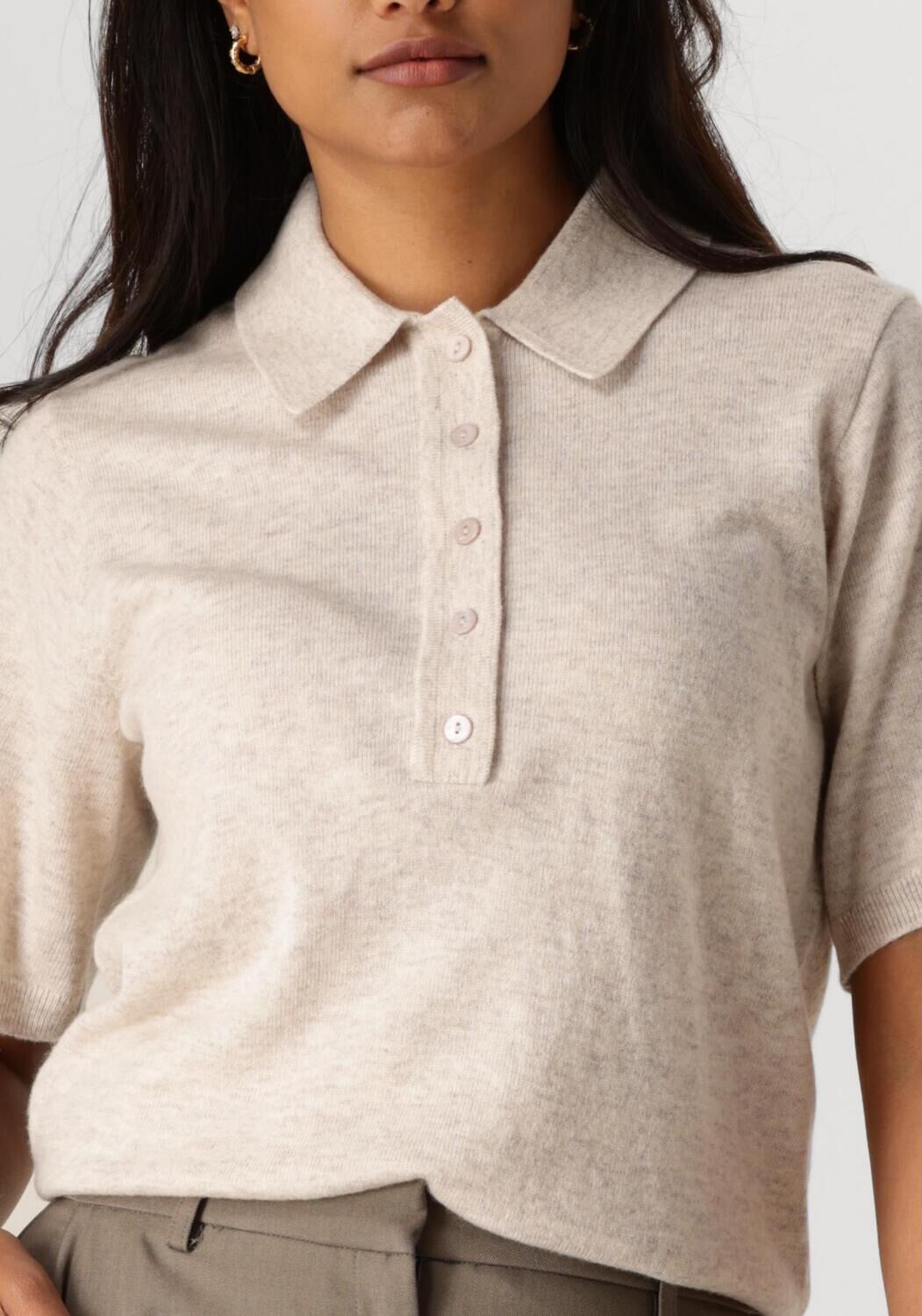 NEO NOIR Dames Tops & T-shirts Gracie Knit Polo Tee Ecru
