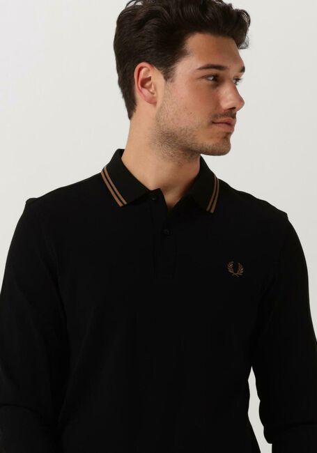 Zwarte FRED PERRY Polo LS TWIN TIPPED SHIRT - large