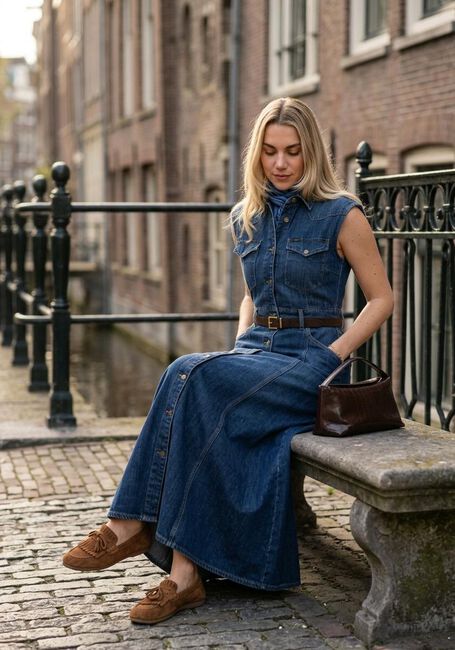 Blauwe LEE Maxi jurk MAXI WESTERN DRESS 112376938 - large