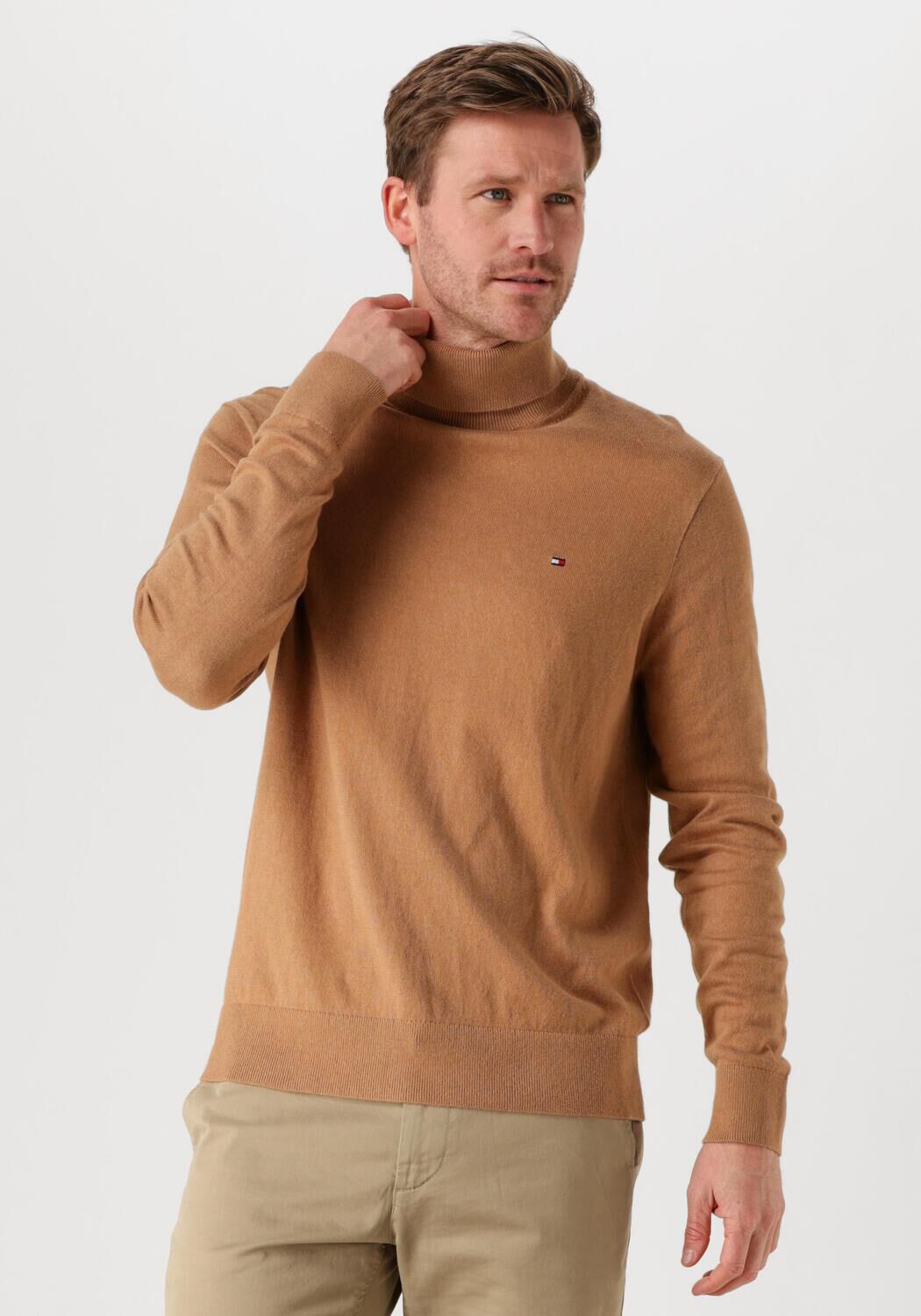 TOMMY HILFIGER Heren Truien & Vesten Pima Org Ctn Cashmere Roll Neck Camel
