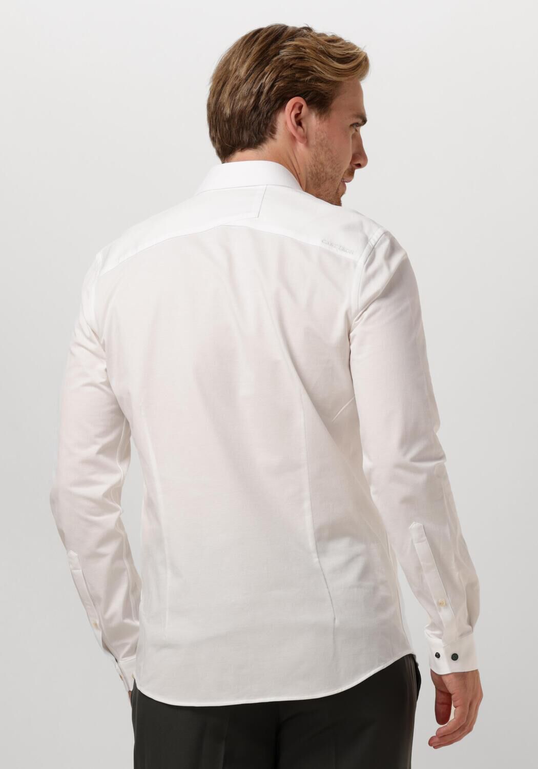 CAST IRON Heren Overhemden Long Sleeve Shirt Twill Jersey 2 Tone Wit