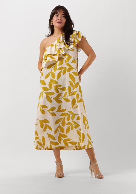 Gouden SECOND FEMALE Midi jurk UIVO ONE-SHOULDER DRESS - large