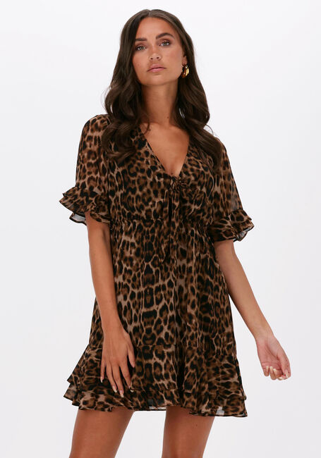 Leopard NA-KD Mini jurk TIE FRONT SHEER MINI DRESS - large