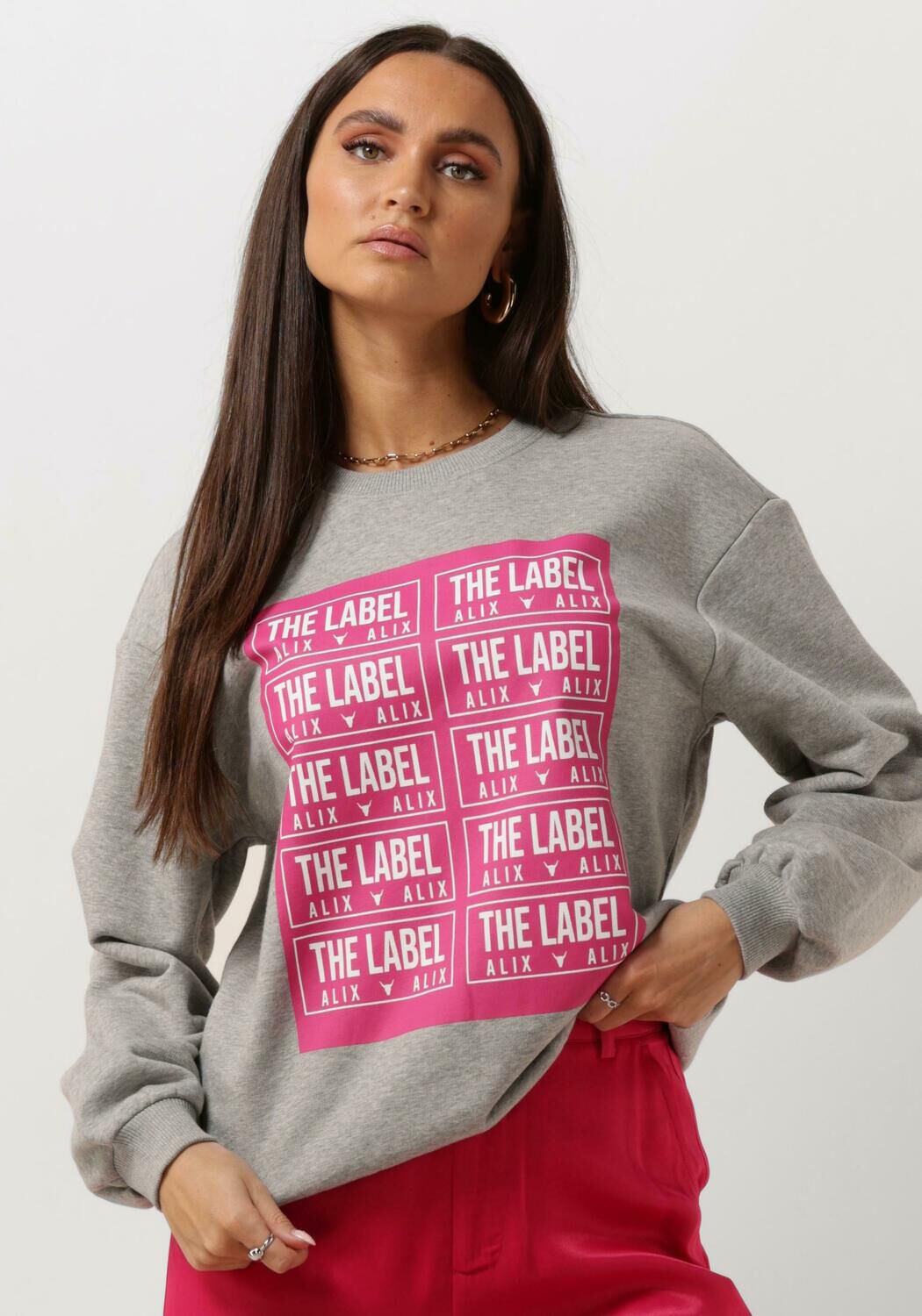 ALIX THE LABEL Dames Truien & Vesten Ladies Knitted Label Sweater Grijs