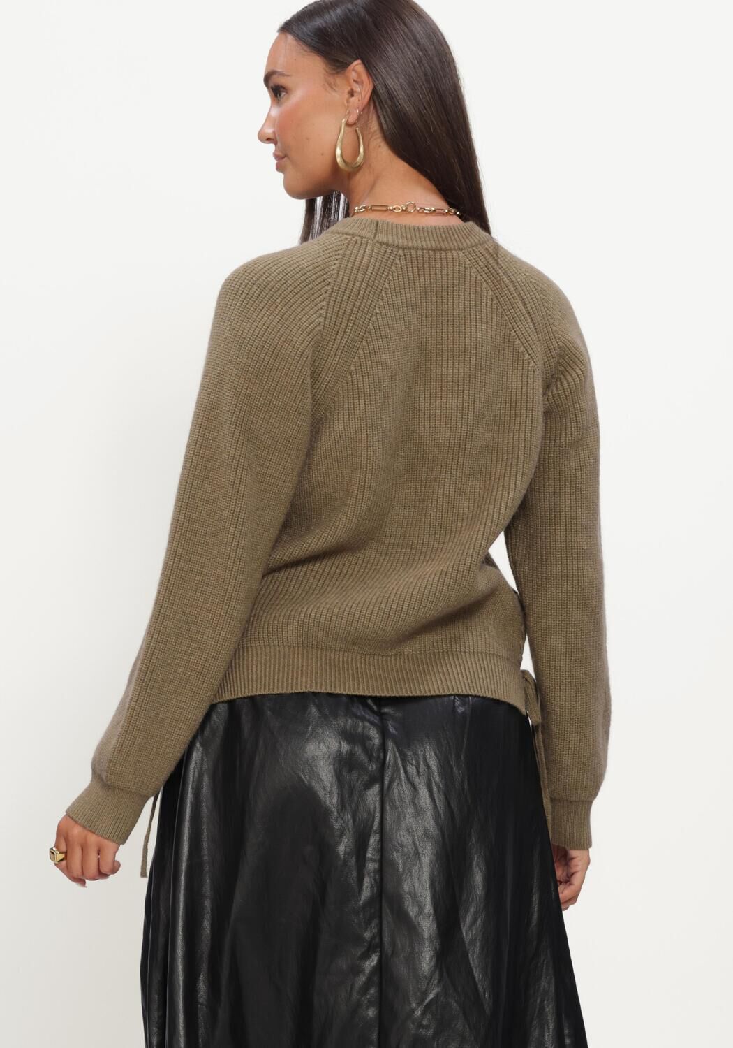 Khaki CO'COUTURE Trui ROWCC BRAID STRING KNIT - large