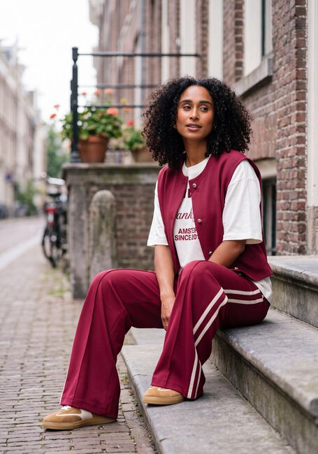 Bordeaux POM AMSTERDAM Wijde broek NORA BURGUNDY RED - large