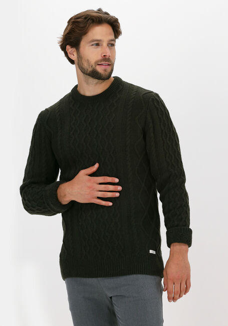 Olijf FORÉT Trui GROW WOOL CABLE KNIT - large